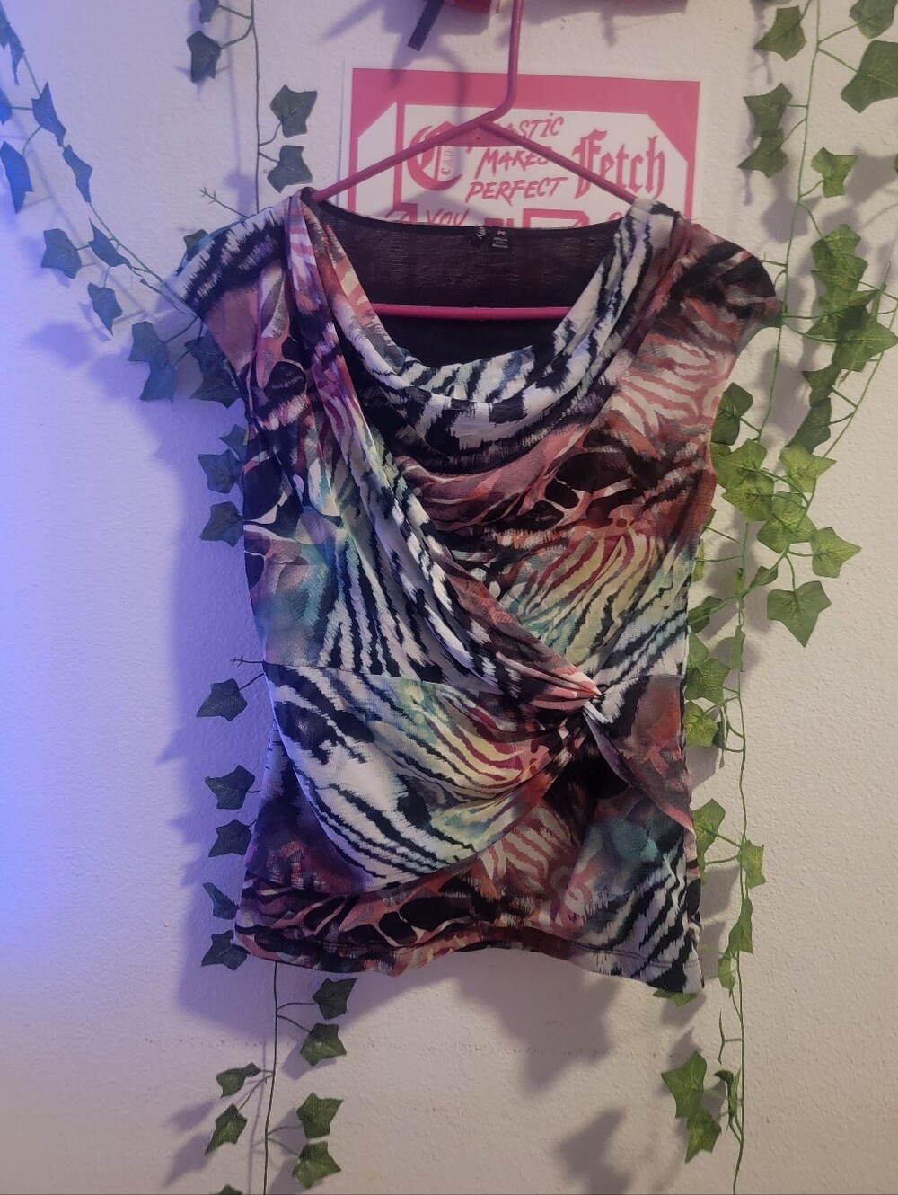 Y2k 2000s Era Relativity Cowl Neck Tie Ruche Top Size Small